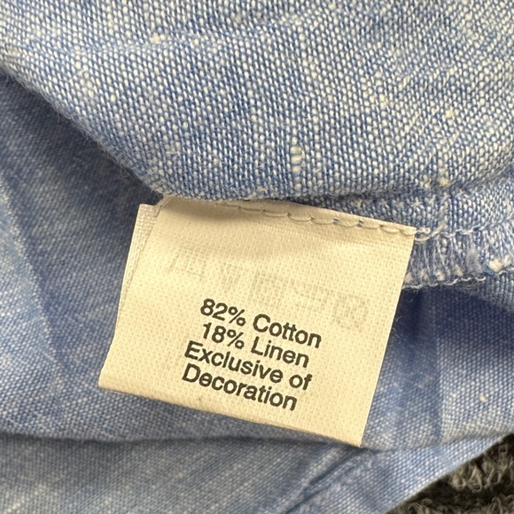 J. Crew Factory Blue Linen Blend Embroidered Sleeveless Blouse - Picture 9 of 11